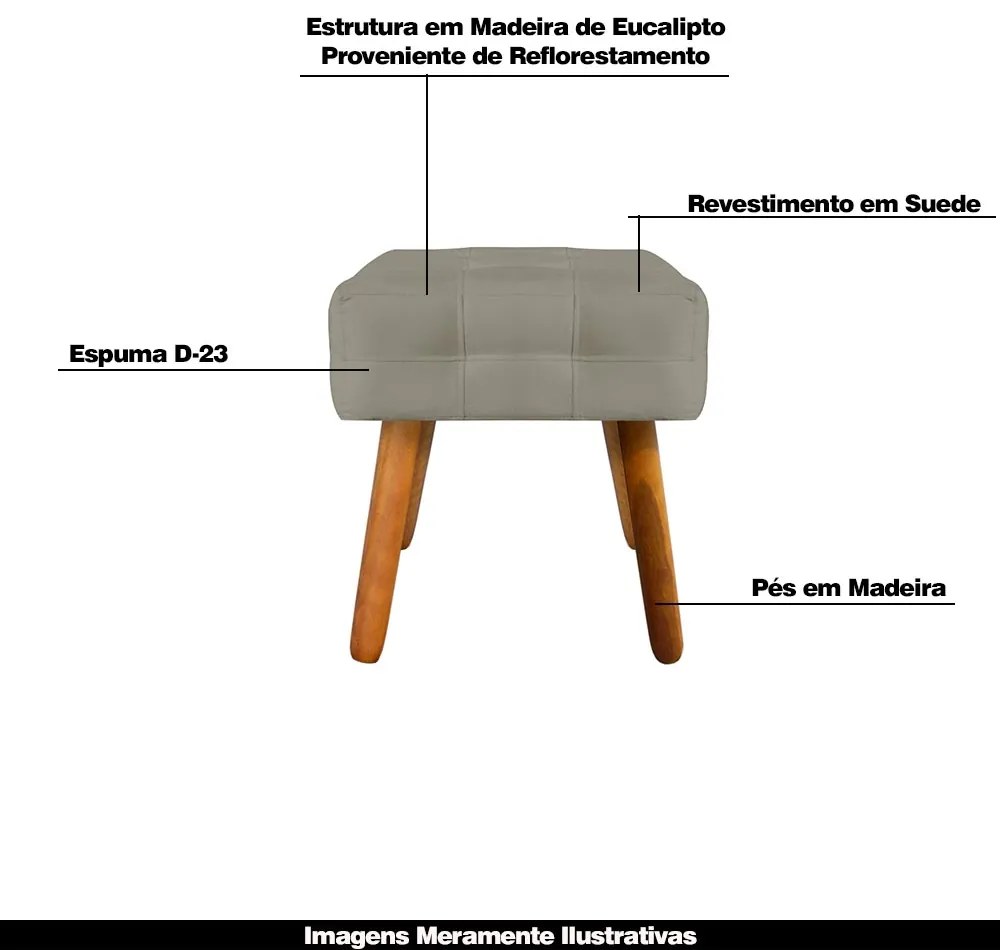 Puff Decorativo Pés Palito Karen Suede Nude G19 - Gran Belo