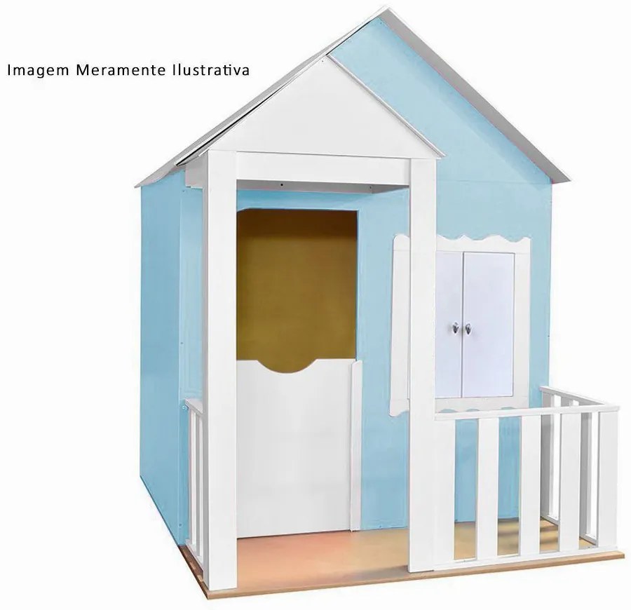 Casinha de Brinquedo com Cercado Azul Bebê/Branco L12 - Gran Belo