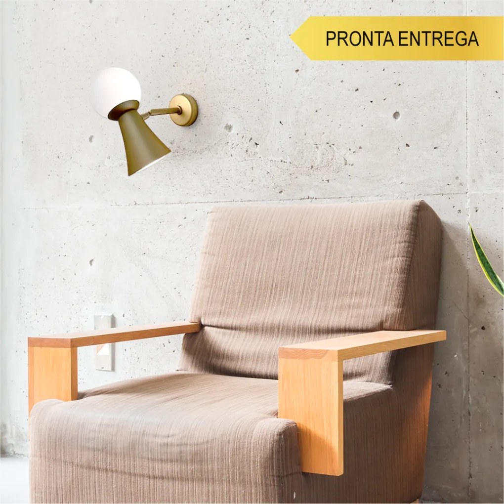 Arandela Cone 10X18,5X18,7 Aluminio E Globo Ø10Cm 01Xmr16 + 01Xg9 - Qi... (BRANCO)