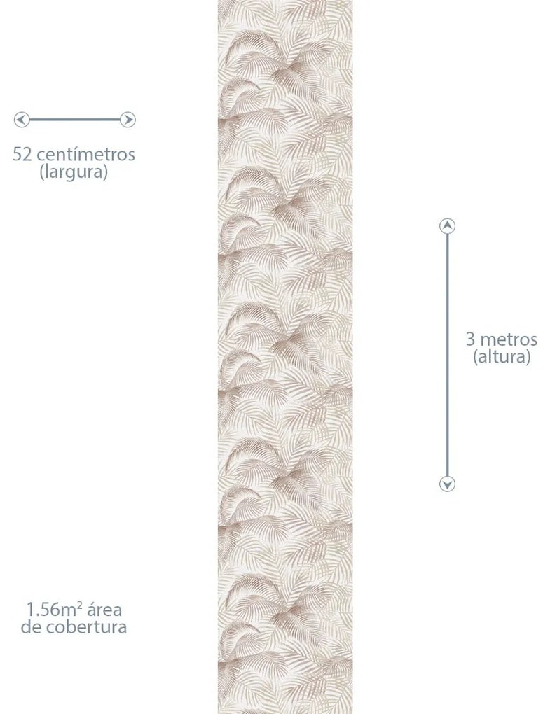Papel de Parede Floral Folhas de Palmeira Vintage 0.52m x 3.00m