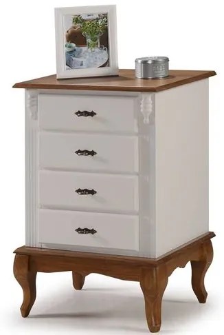 Mesa de Cabeceira Dolie Off White 4 Gavetas 80cm - 59893 Sun House