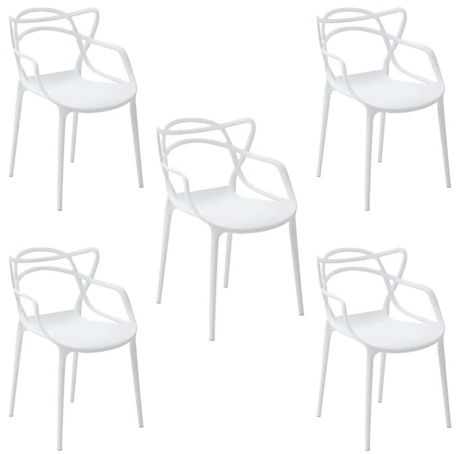 Kit 5 Cadeiras Decorativas Sala e Cozinha Feliti (PP) Branca G56 - Gran Belo