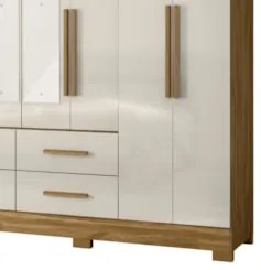 Guarda Roupa Casal 237cm Com Espelho Archi Freijó/Off Z17    - Mpozena