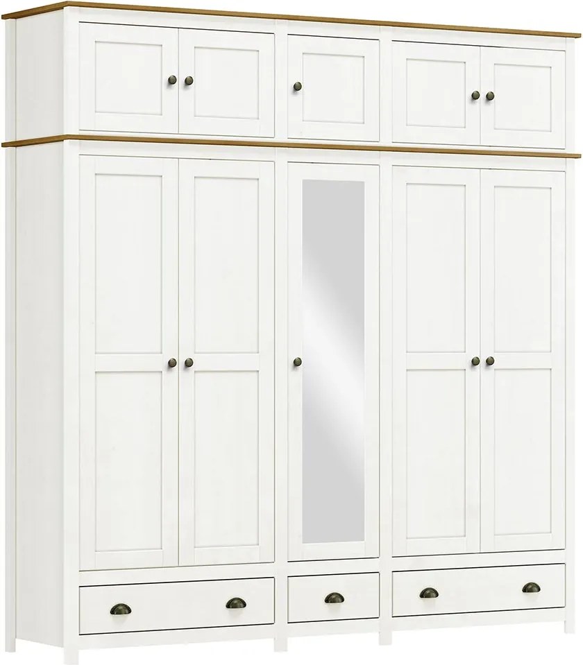 Guarda Roupa Bipartido 10 Portas Madeira Maciça Osiris Branco/Freijó - G74 - Gran Belo