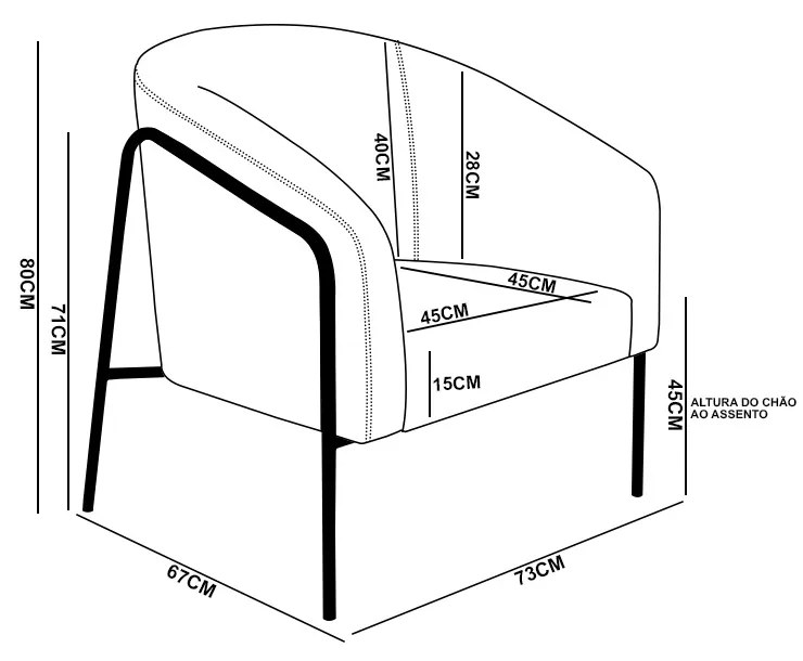 Poltrona Sala Industrial Alta Dourado Stella Veludo D03 - D'Rossi - Marsala