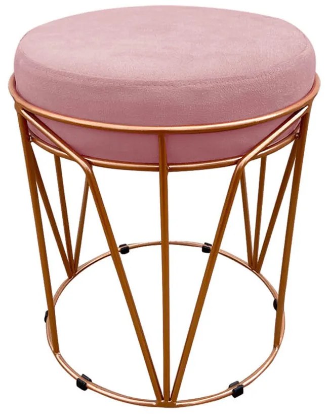 Kit 02 Puffs Multiuso com Mesa Babu 2 em 1 Suede Base Cobre D'Rossi - Rose