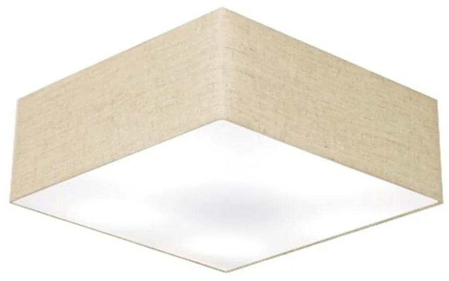 Plafon Quadrado Md-3056 Cúpula em Tecido 15/70x70cm Rústico Bege - Bivolt