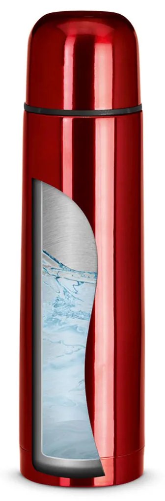 Garrafa Térmica 500 ml Parede Dupla Brilhante Cromado - Vermelho