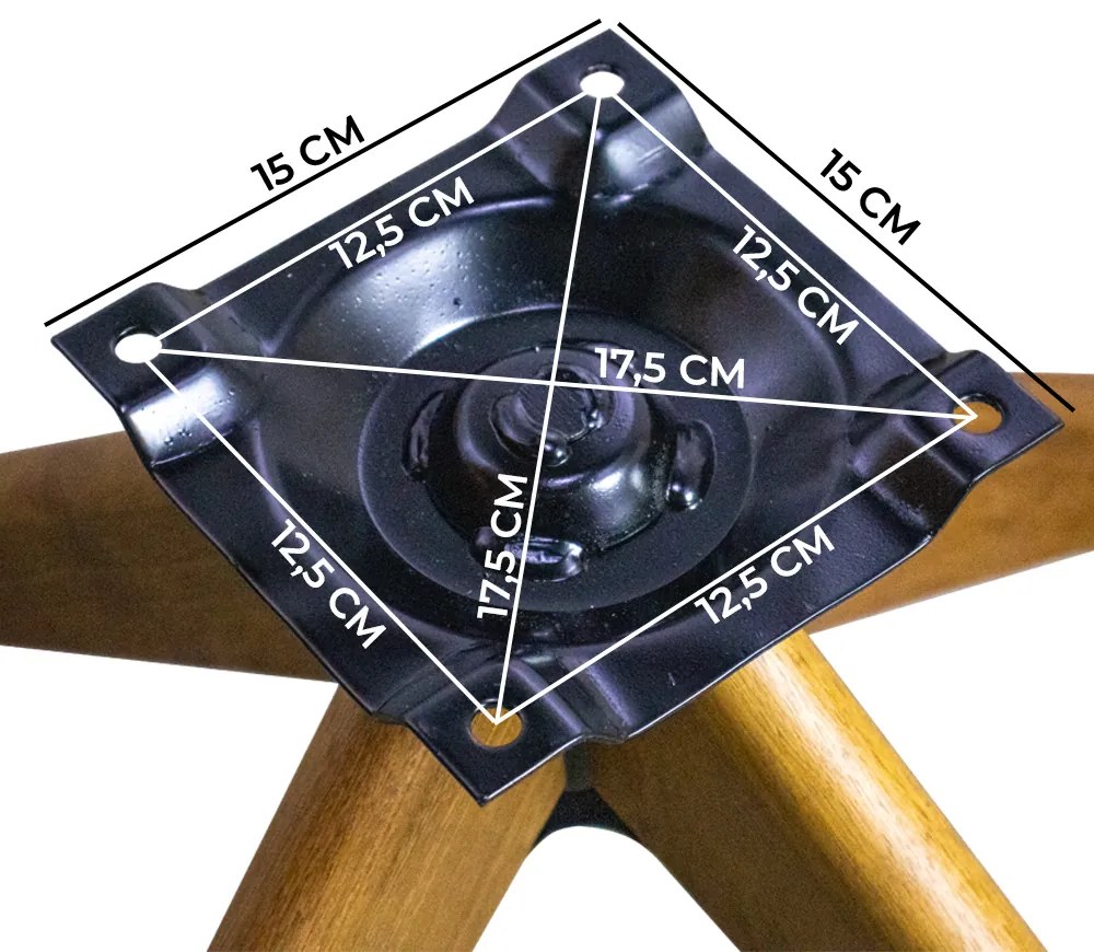 Base de Madeira Giratória para Poltrona 30cm - D'Rossi