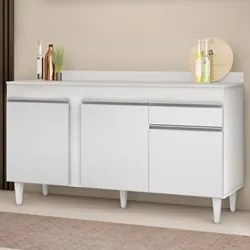 Balcão Gabinete para Pia com Tampo 150cm 3 Portas 1 Gaveta Dakota Bran