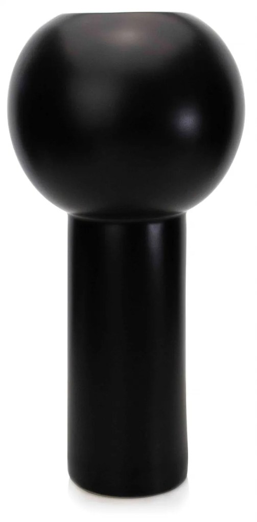 Vaso Decorativo Cilíndrico em Cerâmica Preto 32,5x16x16 cm - D'Rossi