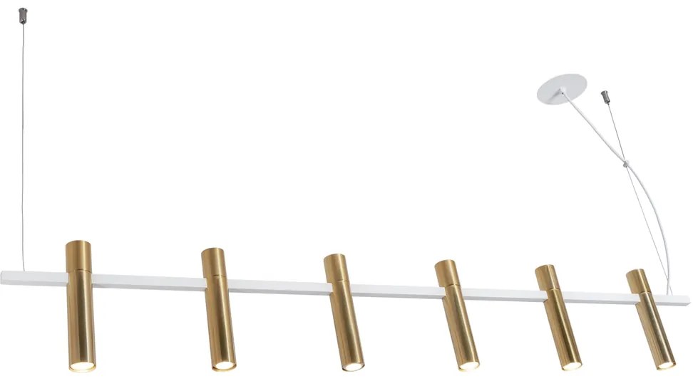 Pendente Cravo 3,8X20X130Cm Focos Simetricos 6Xmr11 - Usina 16970/6 (BT - Branco Texturizado)