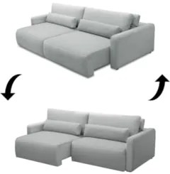 Sofá Retrátil Reclinável 240cm Sinna F05 Linho Cinza Claro - Mpozenato