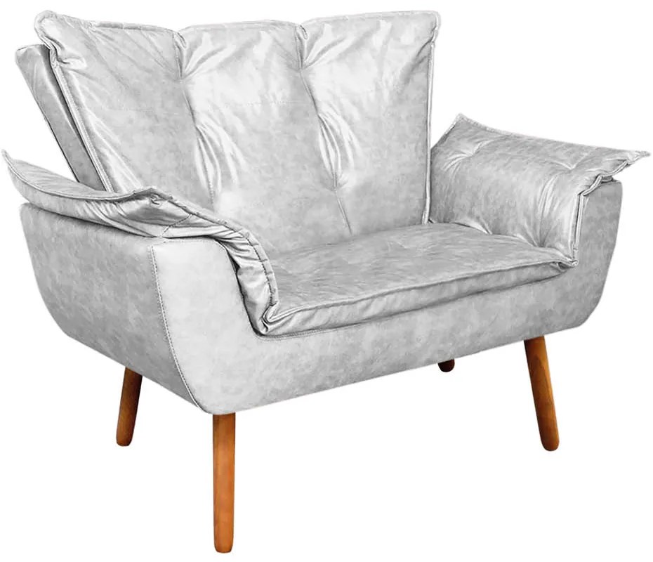 Namoradeira e 2 Poltronas Pé Palito Castanho Opala Corano - Branco