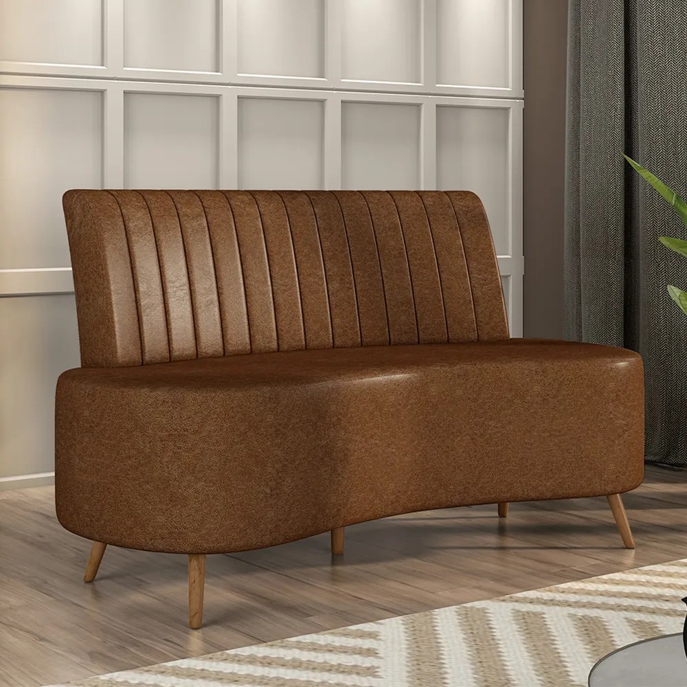 Sofá Living Decorativo 2 Lugares 1,60M Katara Marrom Corino G33 - Gran Belo