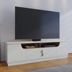 Rack Bancada Para TV 75 Pol 200cm Brescia Off White/Freijó C05 - Mpoze
