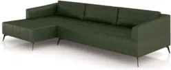 Sofá 4 Lugares 306cm Com Chaise Esquerdo Eko Couro Verde Z55 - Mpozena