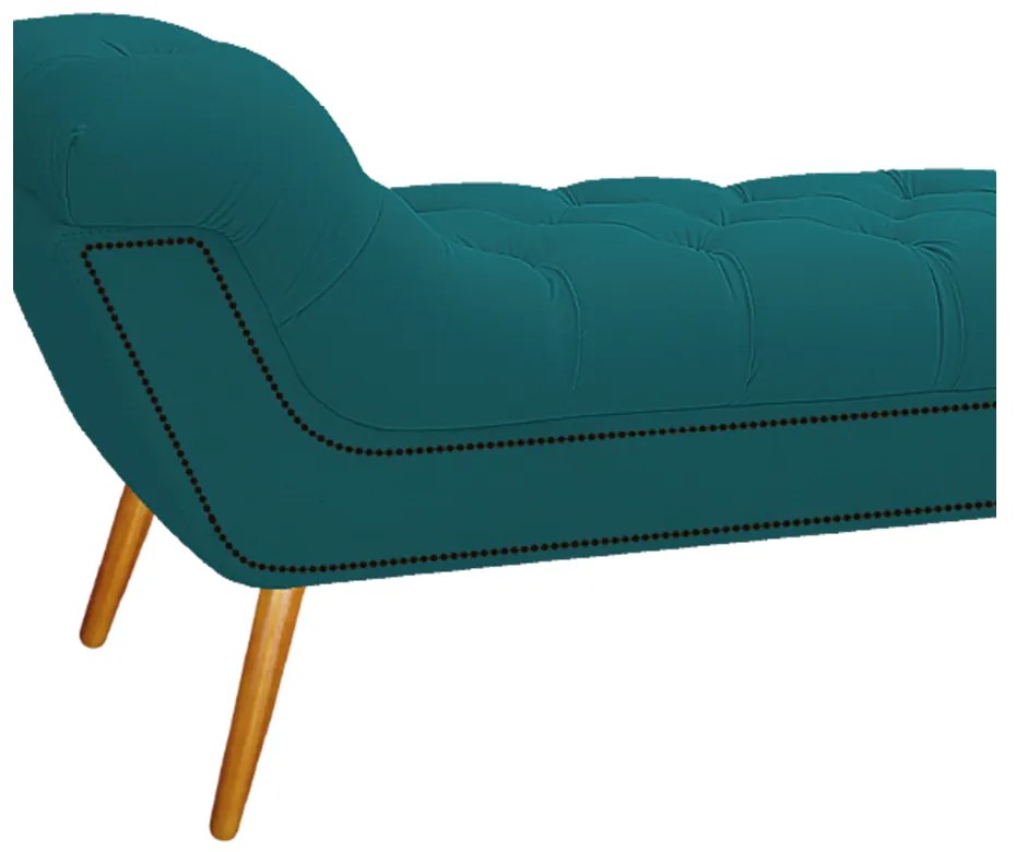 Calçadeira Estofada Veneza 160 cm Queen Size Suede Azul Turquesa - ADJ Decor