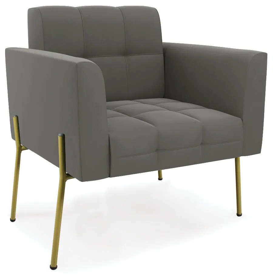Sofá Namoradeira e 2 Poltronas Pé de Ferro Dourado Elisa Suede D03 - D'Rossi - Grafite