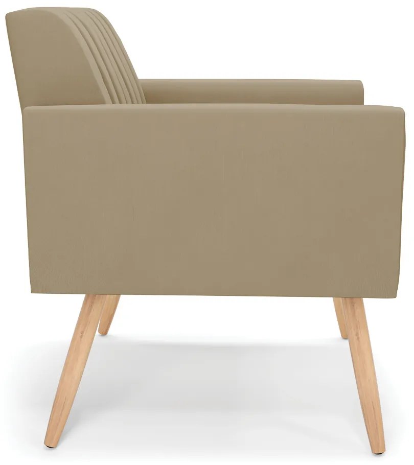 Poltrona Viena Gomada Suede Marrom Rato Pés Palito Natural - D'Rossi