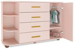 Cômoda Infantil com Cantoneira e 4 Gavetas 100% MDF New Lorena Rosê -