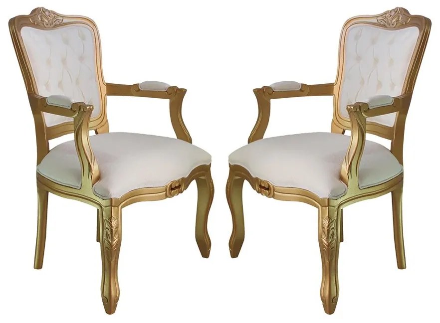 Conjunto 02 Poltronas Luis Xv - Wood Prime 647608 Liso