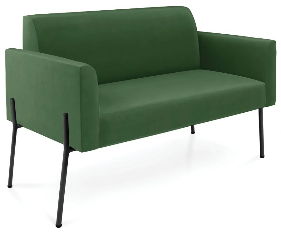 Sofá Namoradeira 2 Lugares Pé de Ferro Preto Marisa Suede - Verde