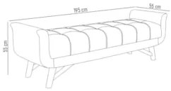 Puff Recamier Calçadeira 195cm Base Madeira Neville Z37 Boucle Cru - M