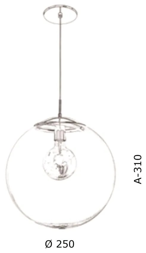 Pendente Globo Fechado Ø25X31Cm Metal E Globo Ø25Cm 01Xe27 |Old Artisa... (GRAFITE / CROMADO, AMBAR)