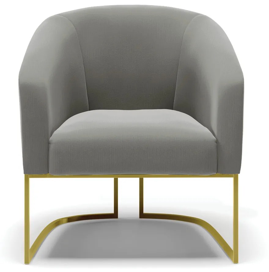 Poltrona Decorativa Industrial Dourado kit 2 Stella Suede D03 - D'Rossi - Grafite