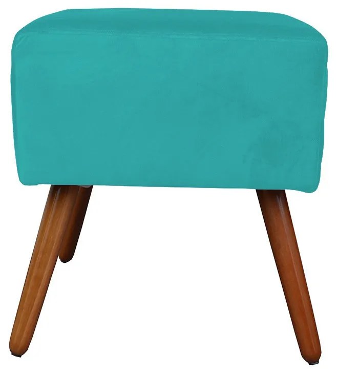 Puff Decorativo Quadrado Malu com Pés Palito Suede Azul Tiffany