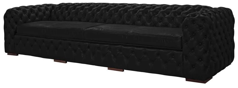 Sofá 4 Lugares Astúria 260cm Couro Preto Fosco G58 - Gran Belo