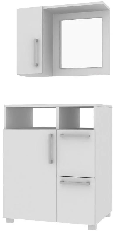 Gabinete Conjunto de Banheiro 2 Gaveta Espelheira Branco