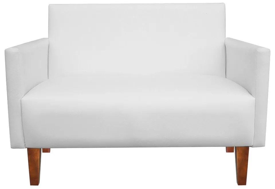 Namoradeira Jade 02 Lugares Corino Branco Pés Chanfrado Castanho - D'Rossi