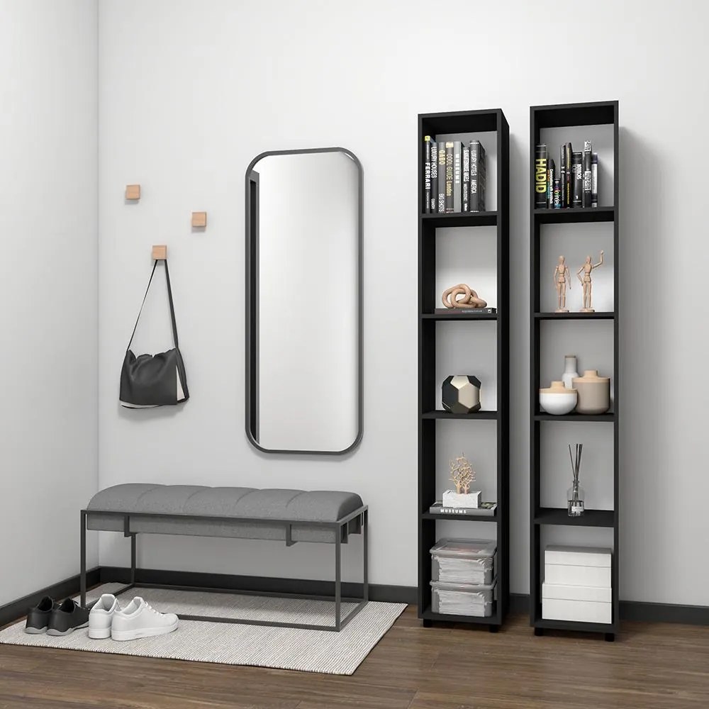 Estante Armário Livreiro Nichos Prateleiras Decoração Preto