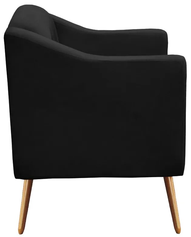 Kit Namoradeira + 2 Poltronas Bruna Pé Palito Suede Preto