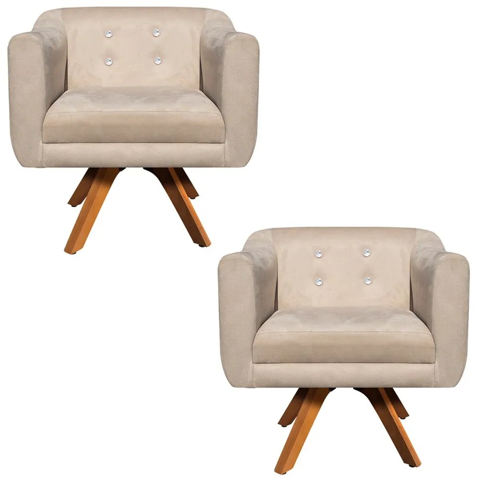 KIT 02 POLTRONAS GIRATORIA JULIA SUEDE B