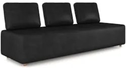 Sofá 3 Lugares 222cm Sala de Estar Rovier Sintético Preto Z32 - Mpozen