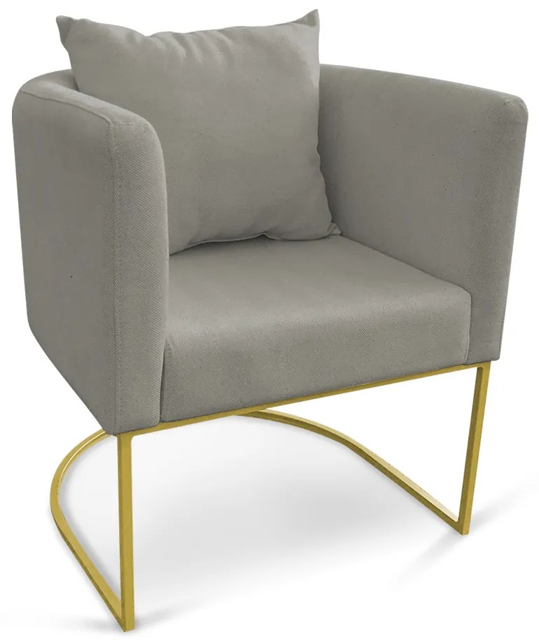 Kit 01 Namoradeira 02 Lugares e 02 Poltronas Paola Linho Base Metálica Dourado D03 - D'Rossi - A26 Grafite