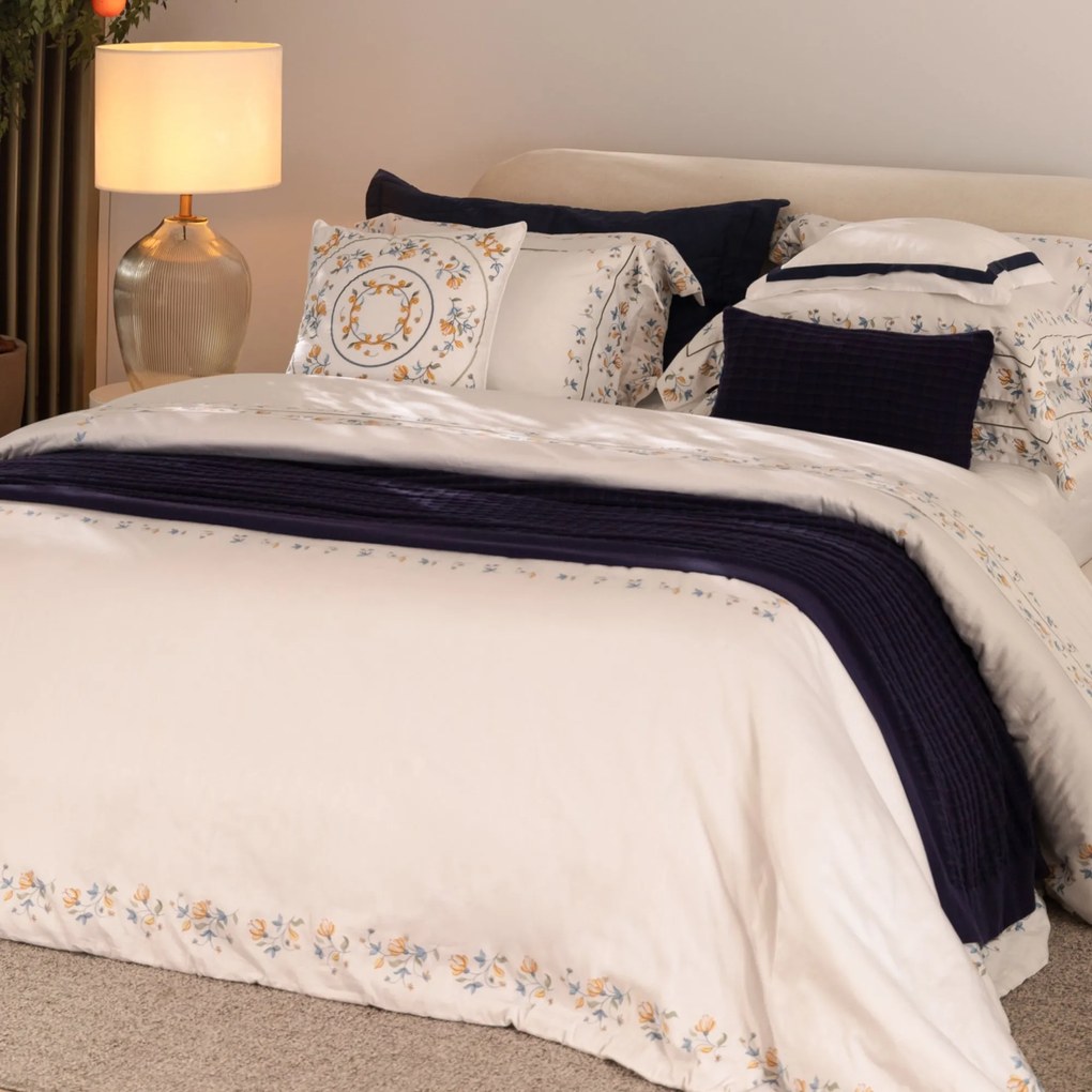 Colcha c/ Porta Travesseiros Trussardi Cetim 300 Fios Taormina - Queen  Queen