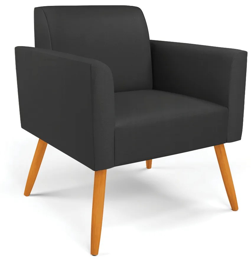 Poltrona Pés Palito Castanho Marisa Corino - Preto