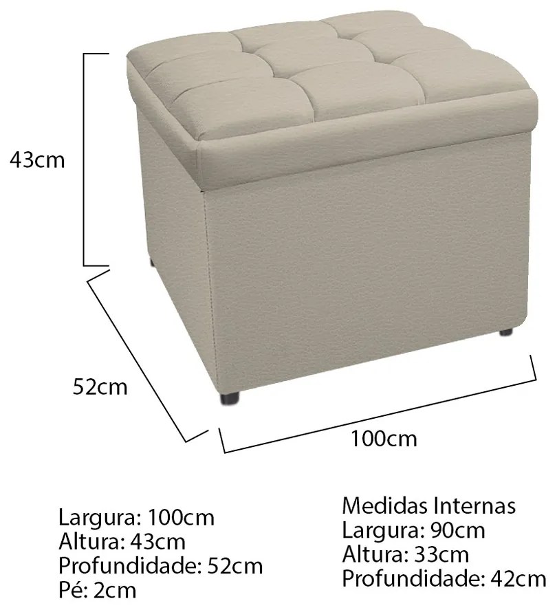 Calçadeira Copenhague 100 cm Solteiro Corano Bege - ADJ Decor
