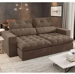 Sofá Retrátil e Reclinável 3 Lugares 200cm Viena A12 Suede Capuccino -