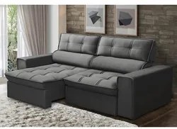 Sofá Retrátil Reclinável 3 Lugares 180cm Blanches F05 Veludo Grafite -