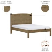 Cama Casal 140cm Pé Madeira Maciça Renzo Freijó F07 - Mpozenat