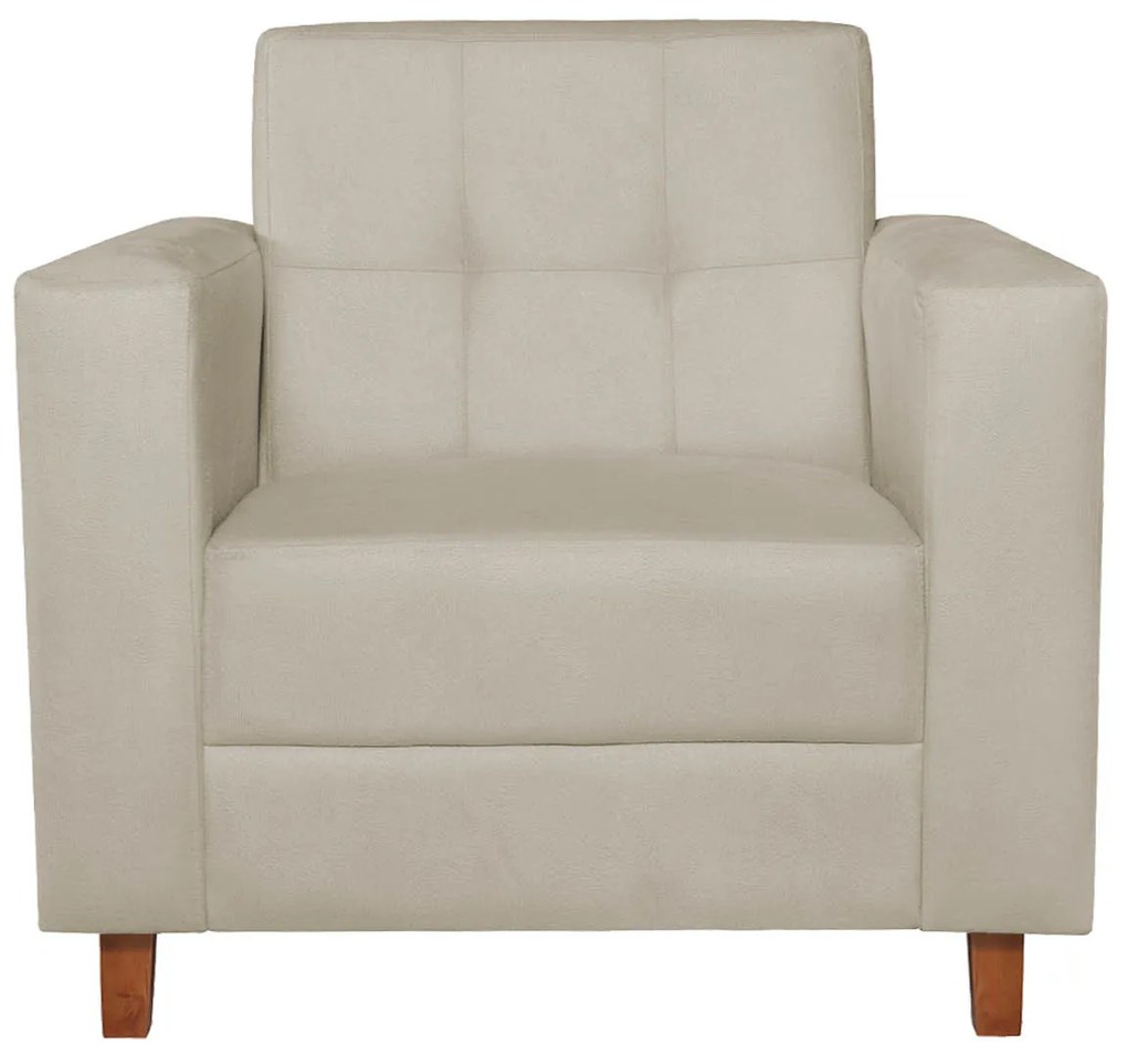 Poltrona Decorativa Denver Linho Bege - ADJ Decor