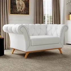 Sofá para Sala de Estar 150cm 1 Lugar Base Madeira Império C-12 Corano