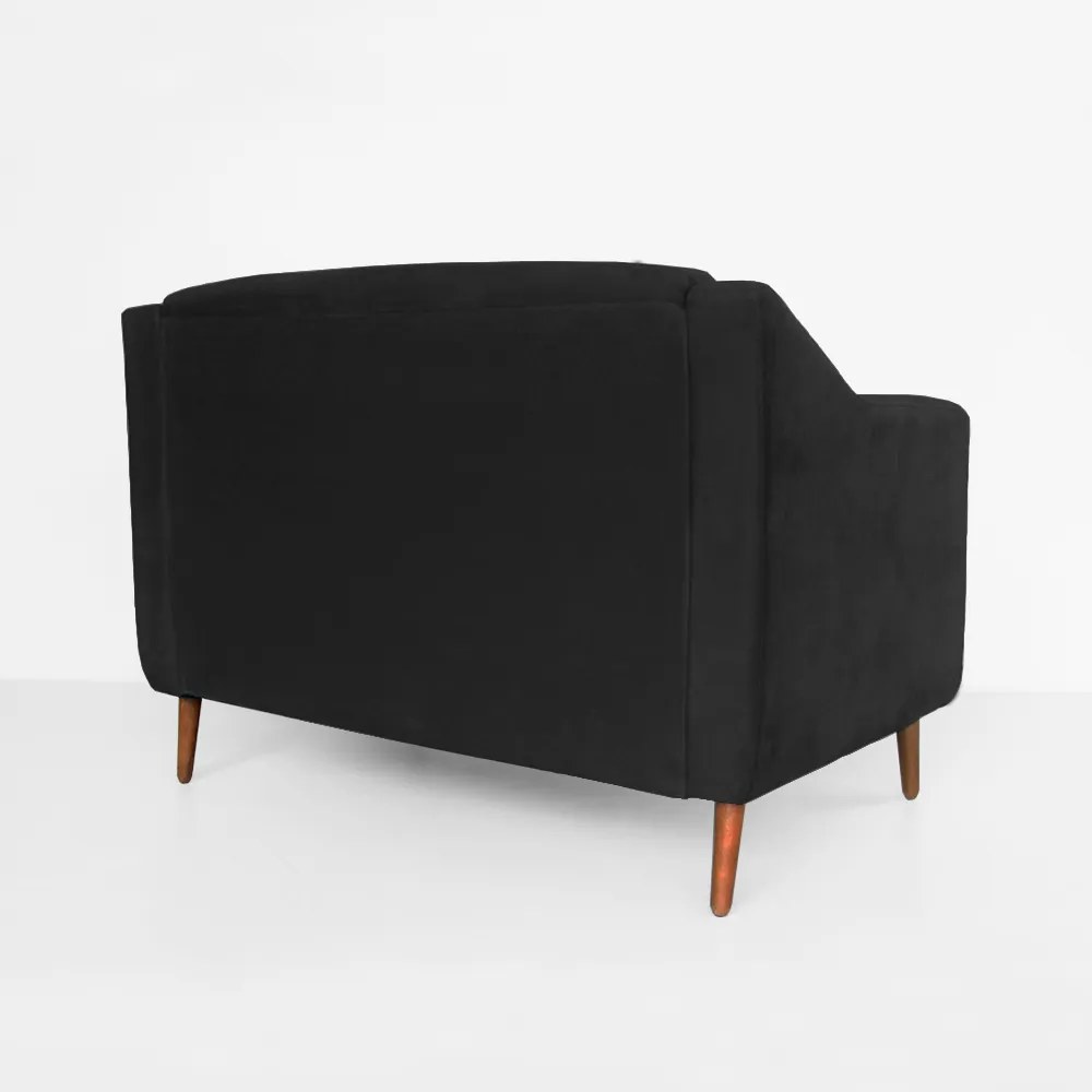 Namoradeira Bruna 1,20 m 2 Lugares Pés Palito Suede Preto