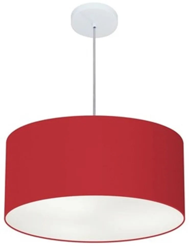 Lustre Pendente Cilíndrico Md-4100 Cúpula em Tecido 50x25cm Bordo - Bivolt
