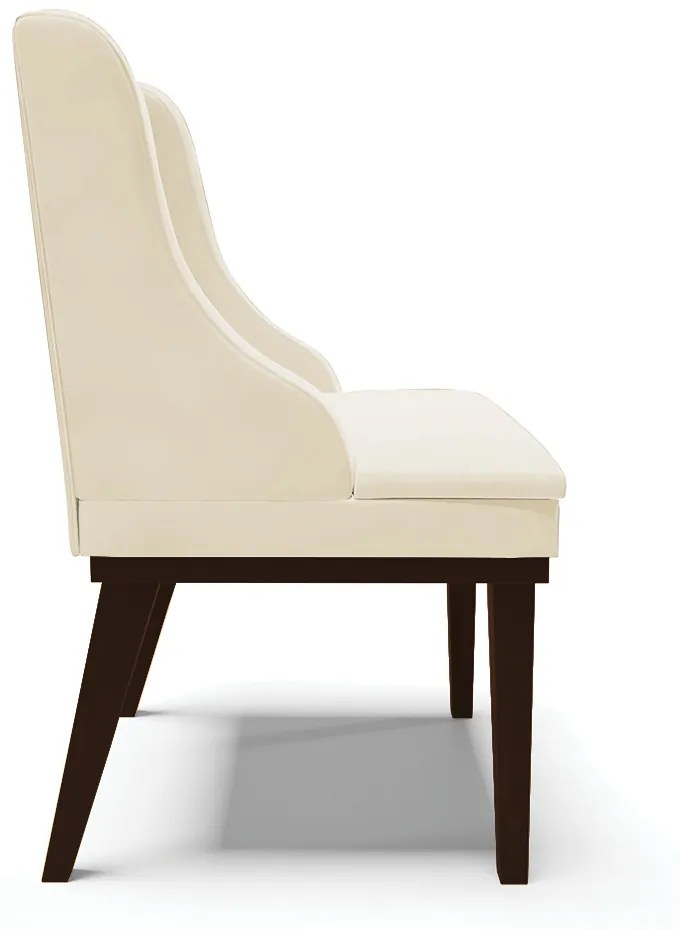 Kit 10 Cadeiras de Jantar Liz Veludo Bege Base Fixa Madeira Tabaco D03 - D'Rossi